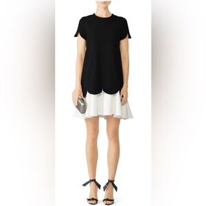 Shoshanna Dania Black and White Scalloped Dress